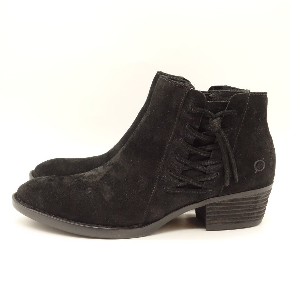 NWT BORN Bessie Ankle Boots Black Suede Leather - Picture 4 of 8